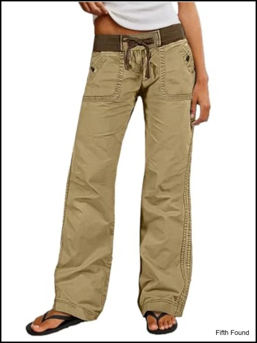 Mid Rise Drawstring Waist Straight Leg Pants